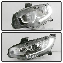 2016-2020 Honda Civic Halogen Type LED DRL Projector Headlights Lamps Left+Right