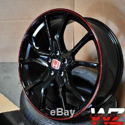 20x8 Black Red Pin Stripe Type R Style Wheels Fits Honda Civic 5 Lug