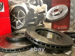 Brembo Front Brake Discs Drilled & Grooved & Brake Pads Honda CIVIC Type R Fn2