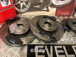 Brembo Front & Rear Brake Discs Drilled Grooved Brake Pad Honda CIVIC Type R Fn2