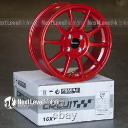 Circuit CP23 16×7 4-100 +35 Gloss Red Wheels Type R Style Fits Honda Civic JDM