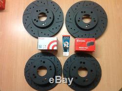 Civic Type R EP3 Front Rear Grooved MTEC Black Brake Discs & Brembo Pads & Lube
