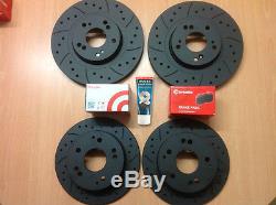 Civic Type R FN2 Front Rear Grooved MTEC Black Brake Discs & Brembo Pads & Lube
