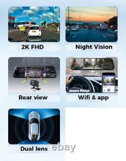 DVR Mirror Dash Cam Car Rearview Camera Drive Recorder Dual Lens Touch Screen