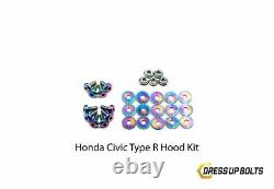 Dress Up Bolts for Honda Civic Type R 17-21 K20C1 Titanium Hood Kit True Burned