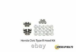 Dress Up Bolts for Honda Civic Type R 2017-2021 K20C1 Titanium Hood Kit Polished