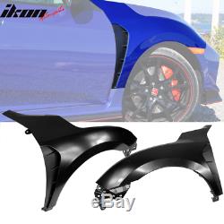 Fits 16-19 Honda Civic Type-R Style Steel Front Fender Flares Trim With Insert