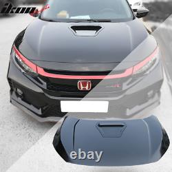 Fits 16-20 Honda Civic 10th Gen Type R Style Steel Front Hood Unpainted Black
