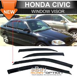 Fits 96-98 Honda Civic 4Dr EJ PP Front & Rear Bumper Lip Spoiler & Window Visors