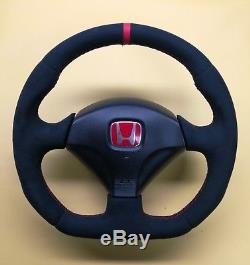 Flat Bottom Steering Wheel Honda Acura CIVIC Sport Type R VII Gen. Full Alcantara