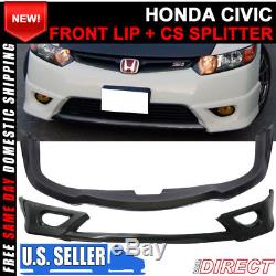 For 06-08 Honda Civic Coupe 2Dr 8Th Gen FG2 Type S Style Front Lip + CS Splitter
