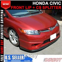 For 06-08 Honda Civic Coupe 2Dr 8Th Gen FG2 Type S Style Front Lip + CS Splitter