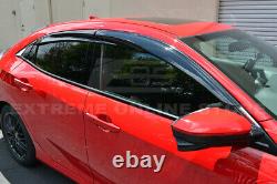 For 16-Up Honda Civic Hatchback MUGEN Style Side Window Visors & Rear Roof Wing