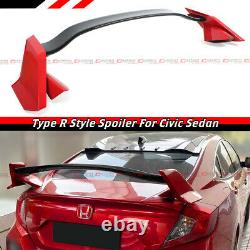 For 2016-2021 Honda CIVIC 4 Door Sedan 2 Tone Red Blk Type R Style Spoiler Wing