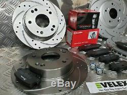 Front & Rear Drilled Grooved Brake Discs & Brembo Pads Honda CIVIC Type R Fn2