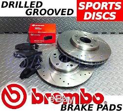 Honda Civic TYPE R EP3 01-05 Drilled & Grooved Brake Discs & BREMBO Pads FRONT