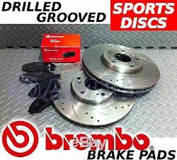 Honda Civic TYPE R EP3 01-05 Drilled & Grooved Brake Discs & BREMBO Pads REAR