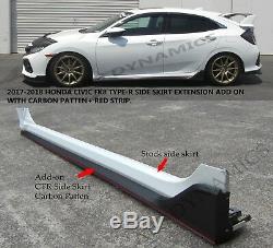 New 17-18 Honda CIVIC Hatch 5dr Type-r Style Side Skirt Extension Pp Carbon Look
