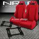 Nrg Type-r Red Reclinable Racing Seats+bracket For 06-11 Honda CIVIC Fa/fg1/fg2
