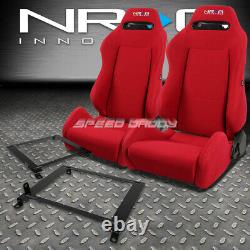 Nrg Type-r Red Reclinable Racing Seats+low Mount Bracket For 01-05 Honda CIVIC