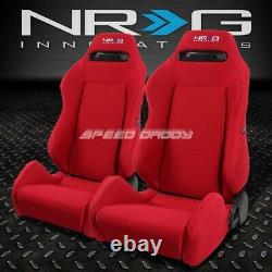 Nrg Type-r Red Reclinable Racing Seats+low Mount Bracket For 01-05 Honda CIVIC