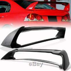 RR Style Black ABS Plastic Rear Trunk Spoiler Wing For 06-11 Honda Civic Sedan
